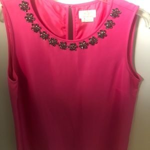 Pink jeweled silk tank top